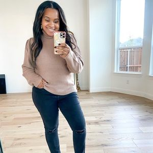 Express brown tan turtleneck sweater